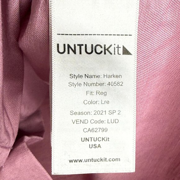 UNTUCKit Harken Pink Linen/Tencel Button Up Pocket Shirt, M - Picture 7 of 9